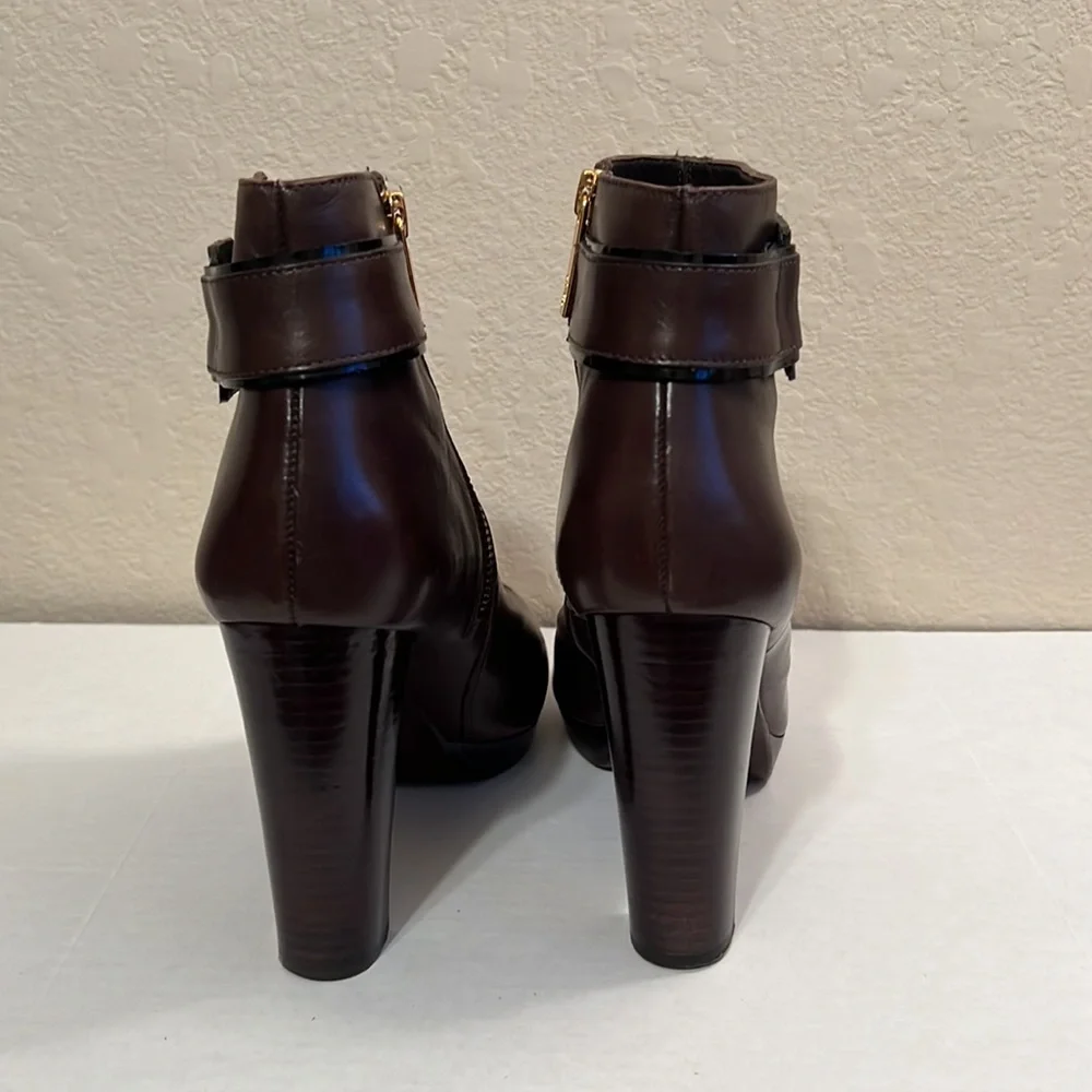 Tory Burch Barrick brown leather platform ankle boots - Picture 3 of 8